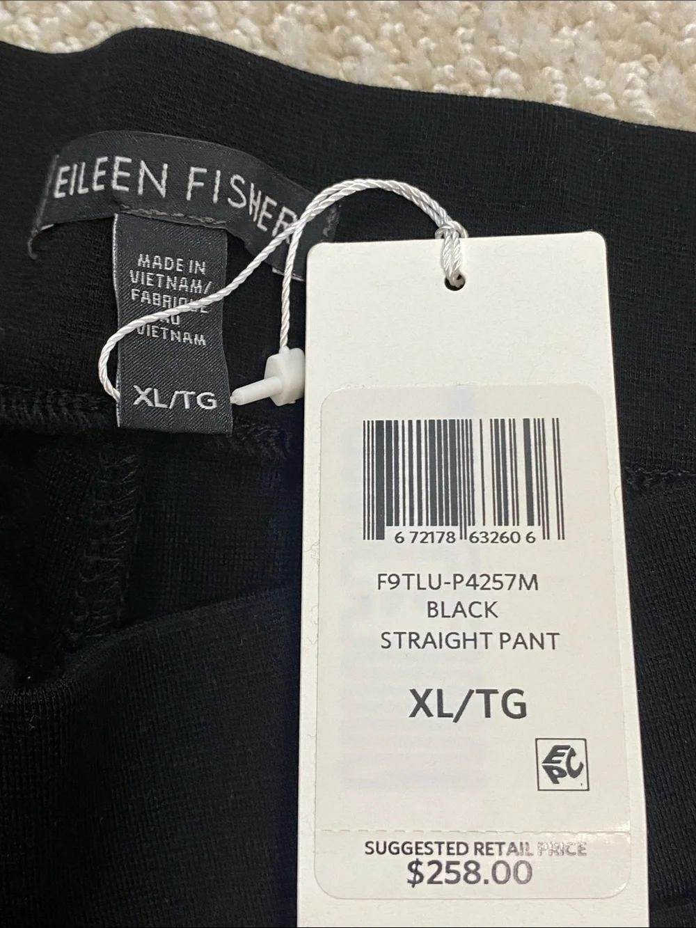 Eileen Fisher Black Wide-Leg Trousers with pockets on both sides Size XL